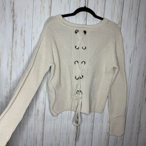 Lucky Brand Cream Lace Back Sweater Small